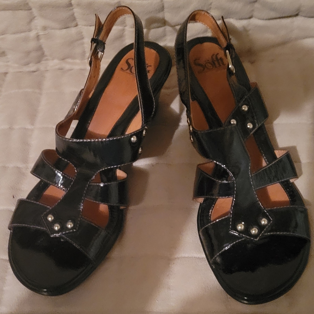 Sofft Shiny Black Women's Sandals